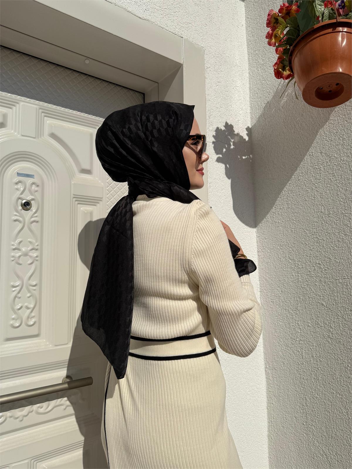 Triko Bağlamalı Uzun Elbise Bej