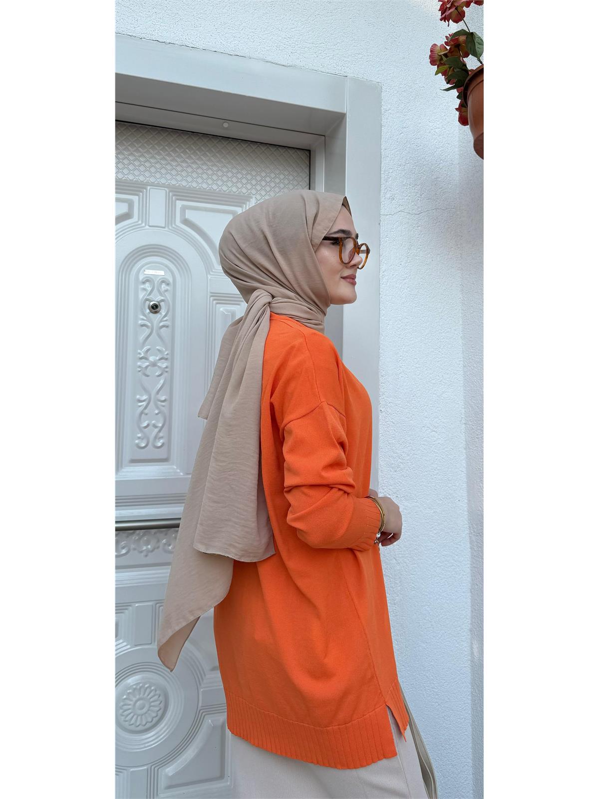 Düğme Detaylı Ceket Tunik Turuncu