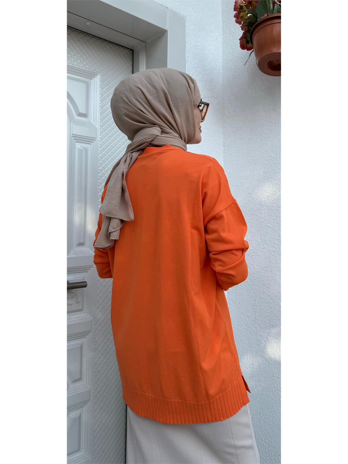 Düğme Detaylı Ceket Tunik Turuncu