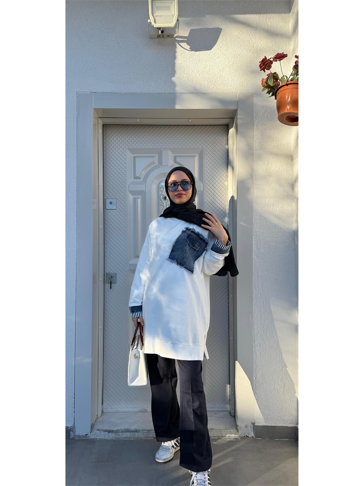 Kot Detaylı Tunik Ekru