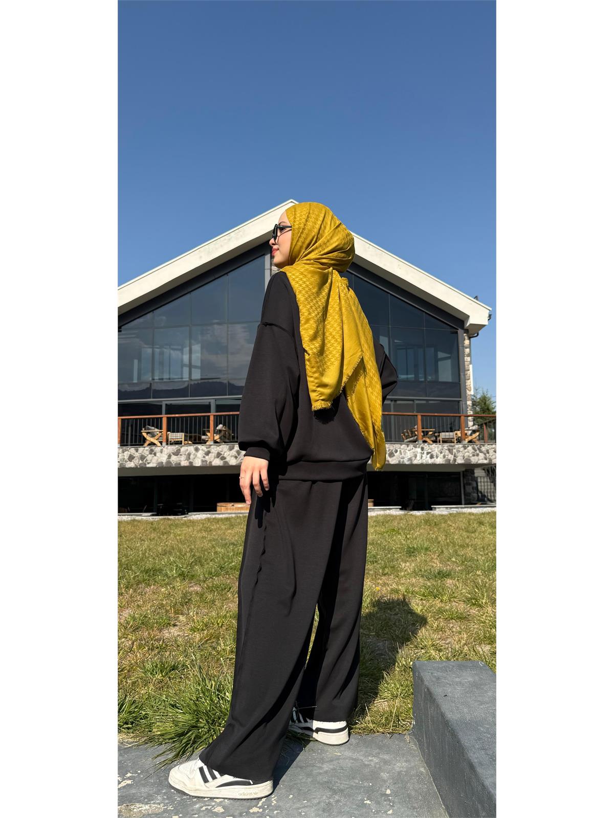 Sweathirt Alt Üst Eşofman Takım Siyah
